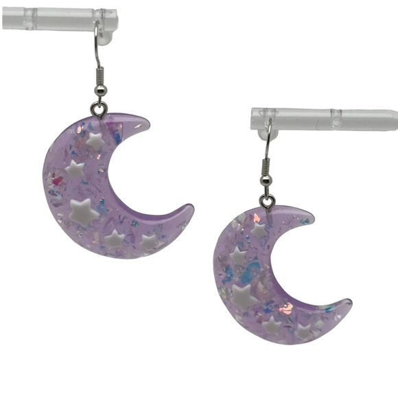 Purple Moon Statement Glitter Earrings Midnights Eras Tour Swiftie Gift Box NEW - Picture 5 of 6